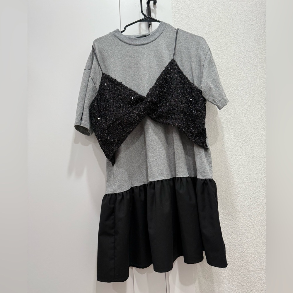 Gray and Black Layered Dress